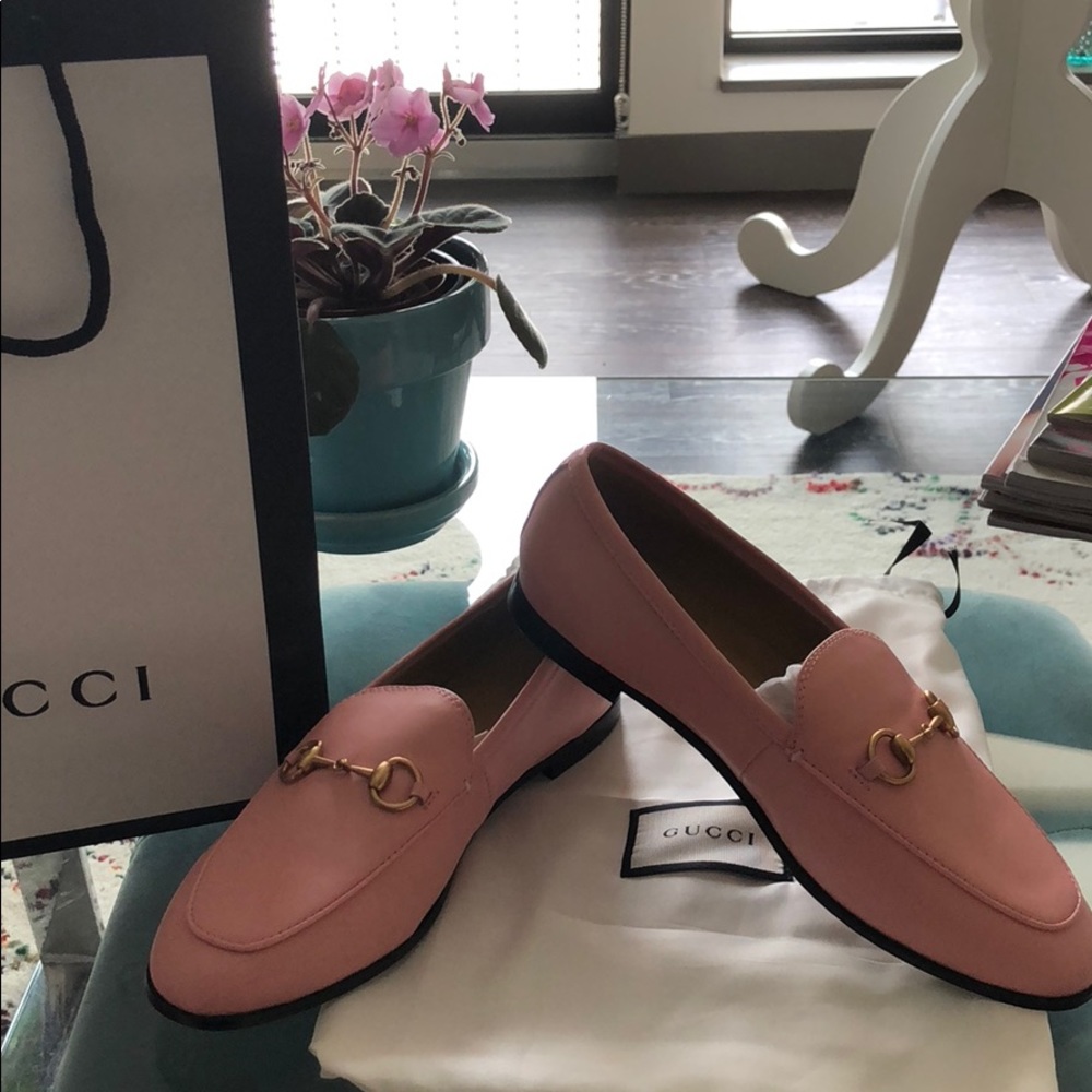 Gucci Pink Loafers with Gold Hardware